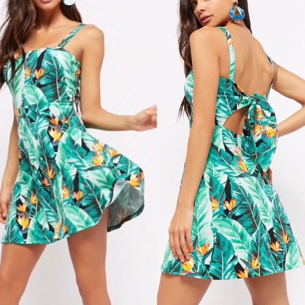 Forever 21 Tropical Print Dress and Tie Back